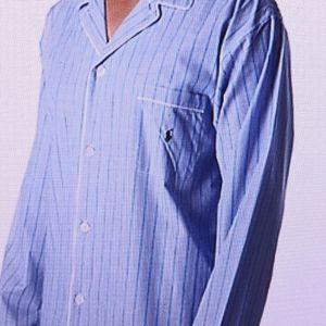 💙 POLO RALPH LAUREN COTTON BLUE STIPE MEN'S PAJAMA TOP